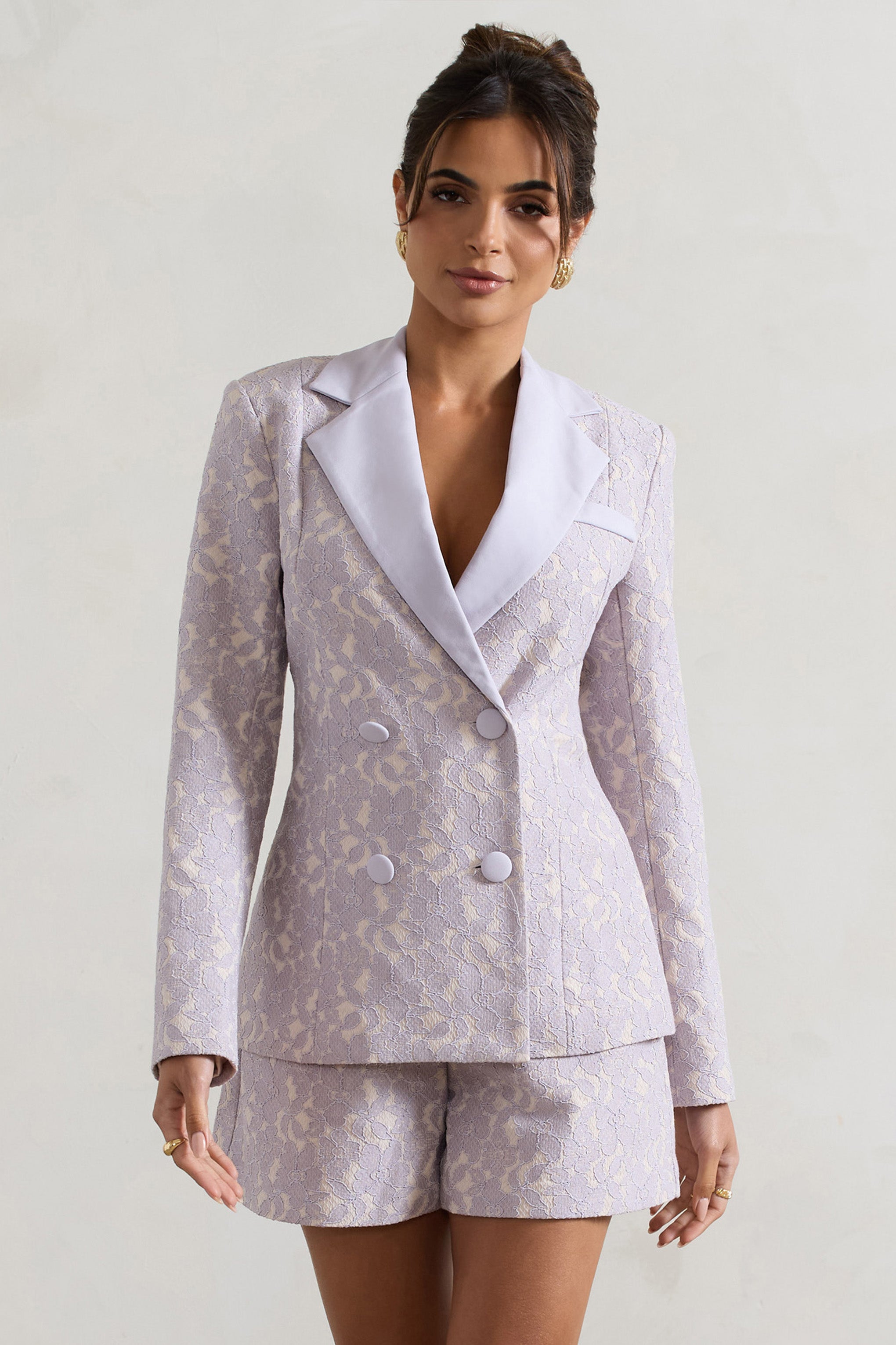 Kennedy Mauve Lace Tailored Blazer
