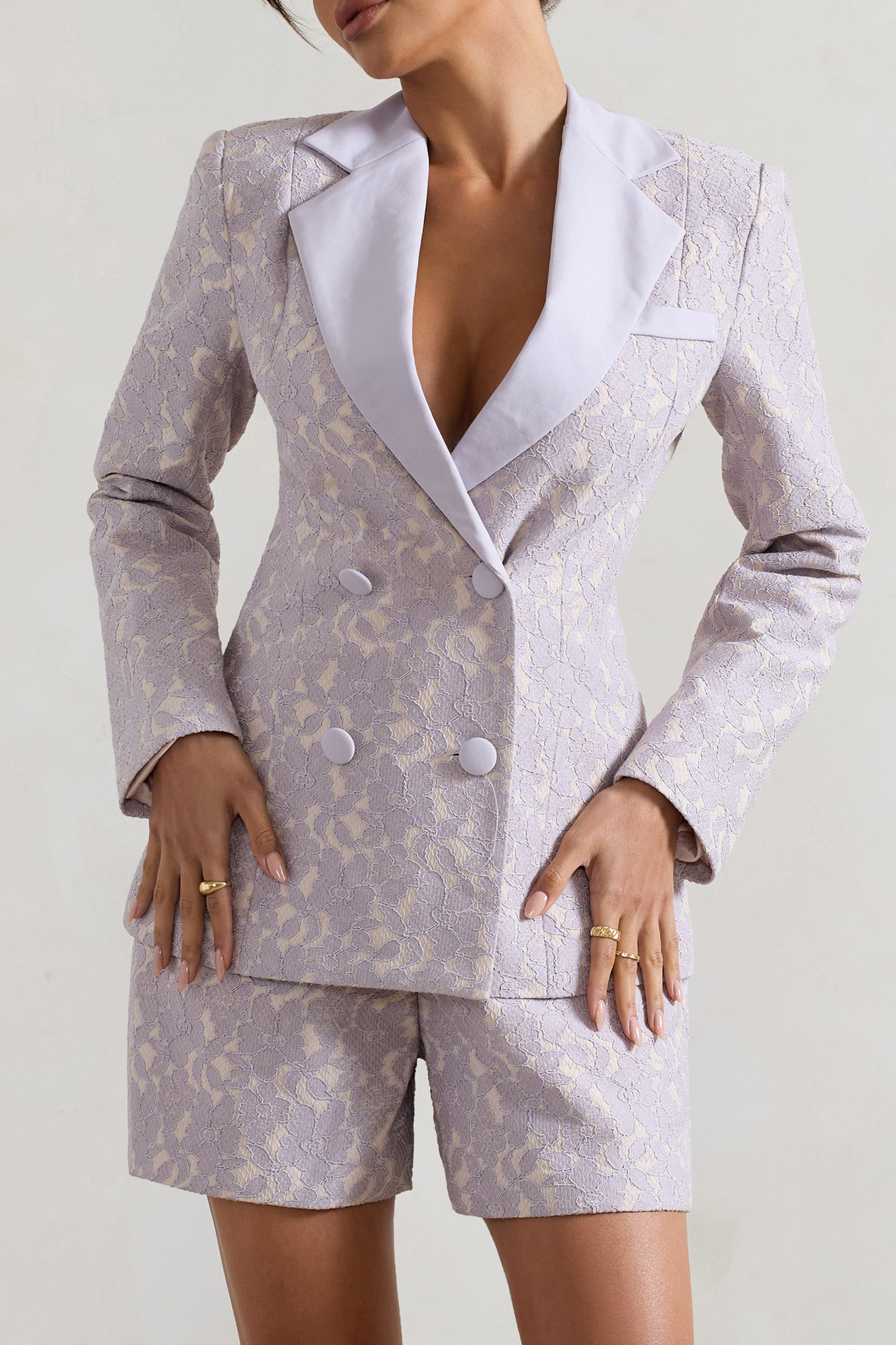 Kennedy Mauve Lace Tailored Blazer