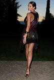 Fiesta Pink & Gold Sequin Plunge Cowl-Neck Mini Dress