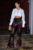 Carnival Pink & Gold Sequin Flared-Leg Trousers