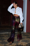 Carnival Pink & Gold Sequin Flared-Leg Trousers