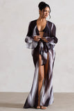 Bohemian Black Print Longline Chiffon Cover-Up