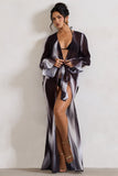 Bohemian Black Print Longline Chiffon Cover-Up
