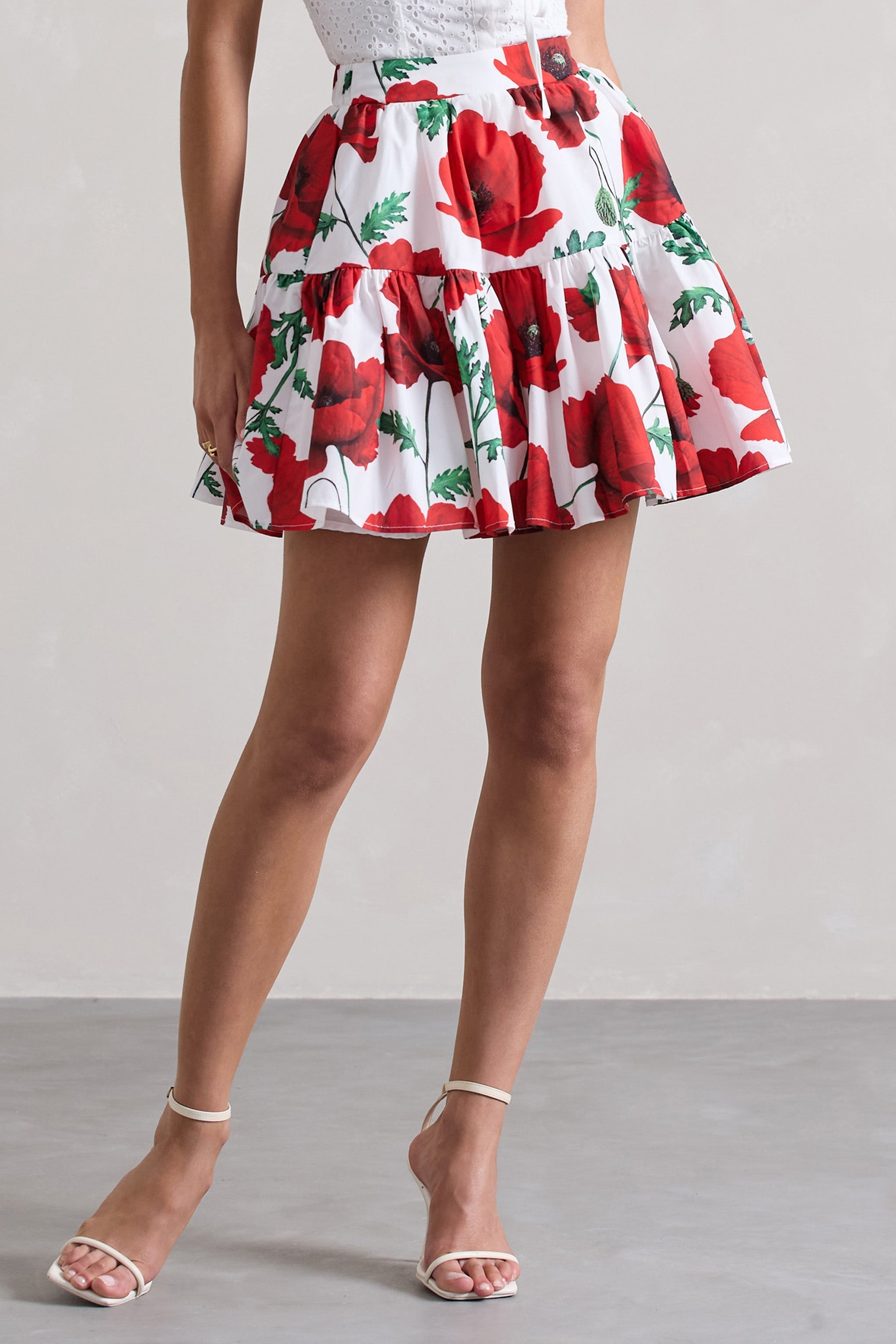 Isola Poppy Print Poplin Tired Mini Skirt