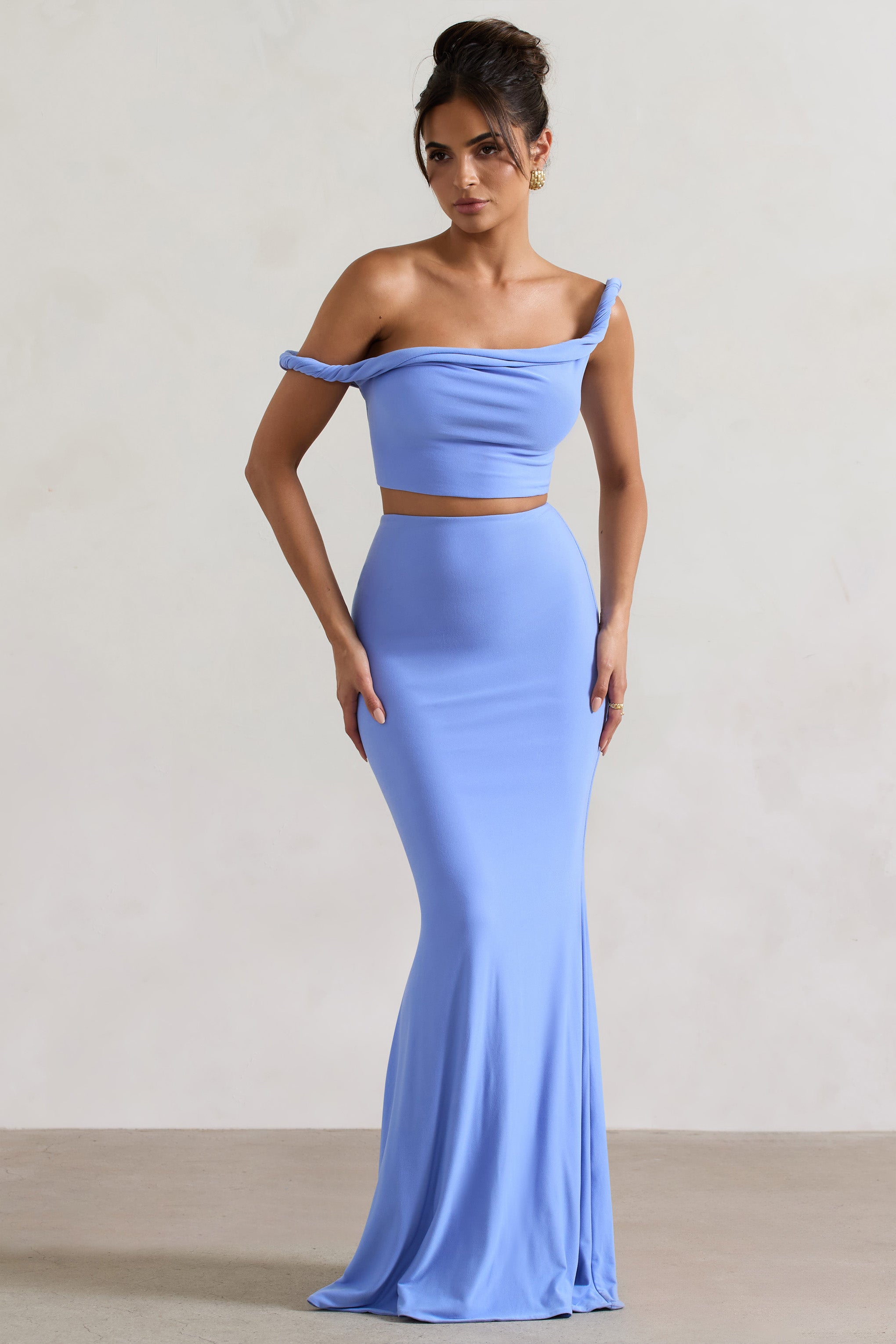 Neve Blue Gathered Maxi Skirt