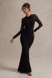 Brittany Black Mesh Insert Maxi Dress