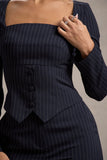 Los Angeles Navy Pinstripe Tailored Top