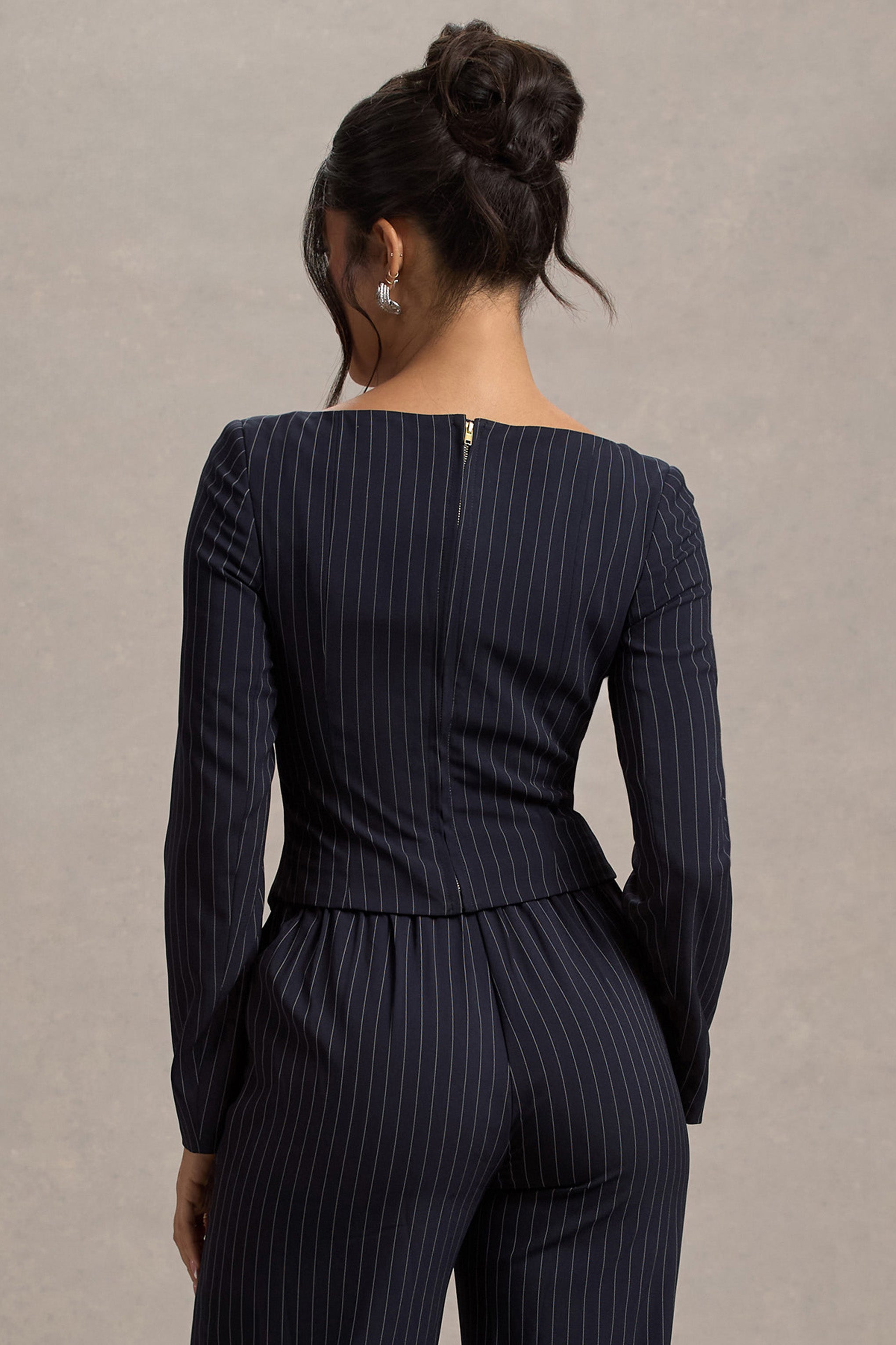 Los Angeles Navy Pinstripe Tailored Top