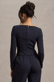 Los Angeles Navy Pinstripe Tailored Top