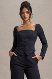 Los Angeles Navy Pinstripe Tailored Top