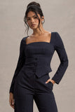Los Angeles Navy Pinstripe Tailored Top