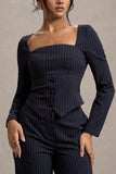 Los Angeles Navy Pinstripe Tailored Top