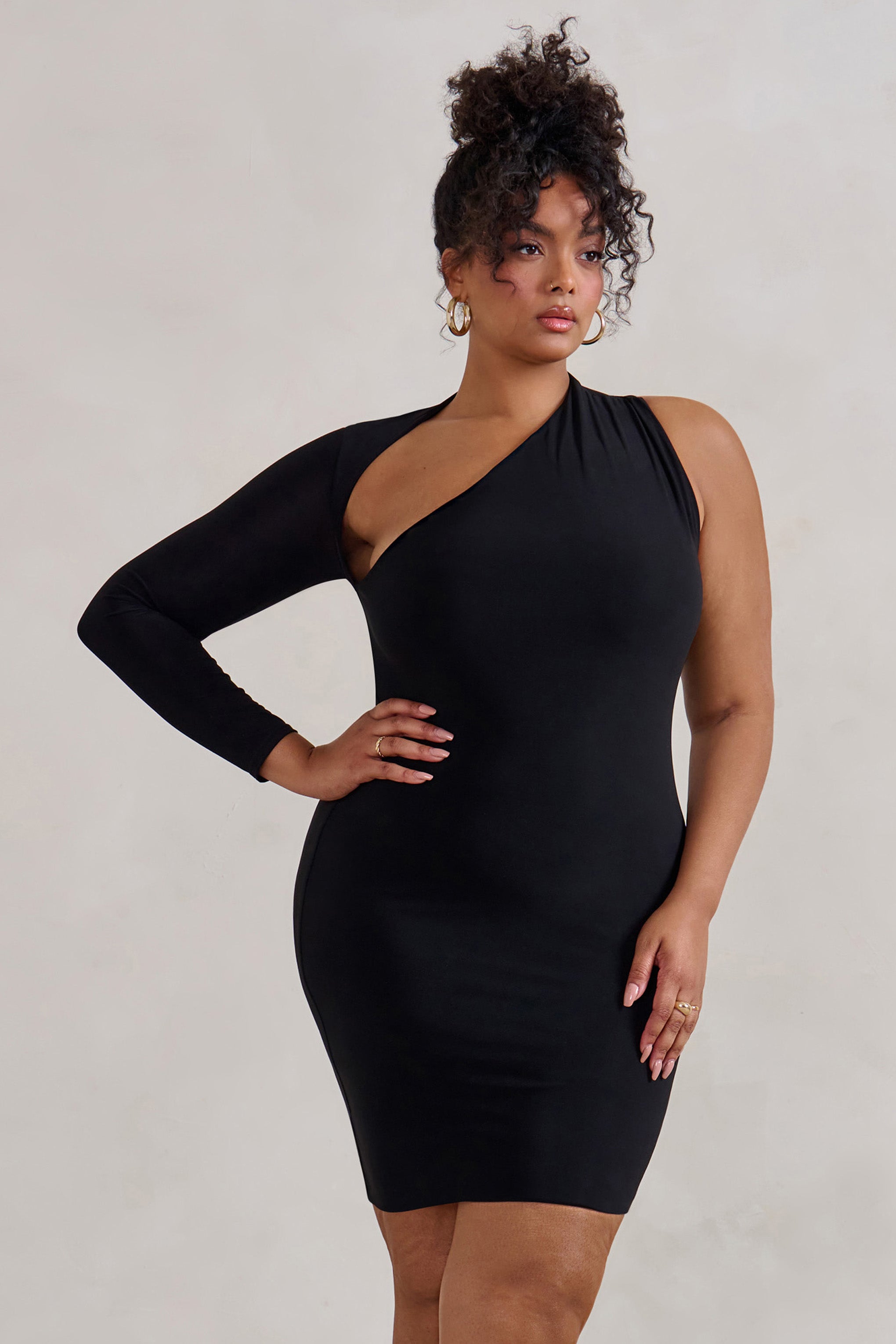 Siren Black One Shoulder Bodycon Mini Dress