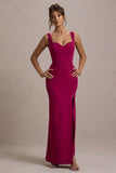 Ashburn Mulberry Strappy Sweetheart Split Maxi Dress