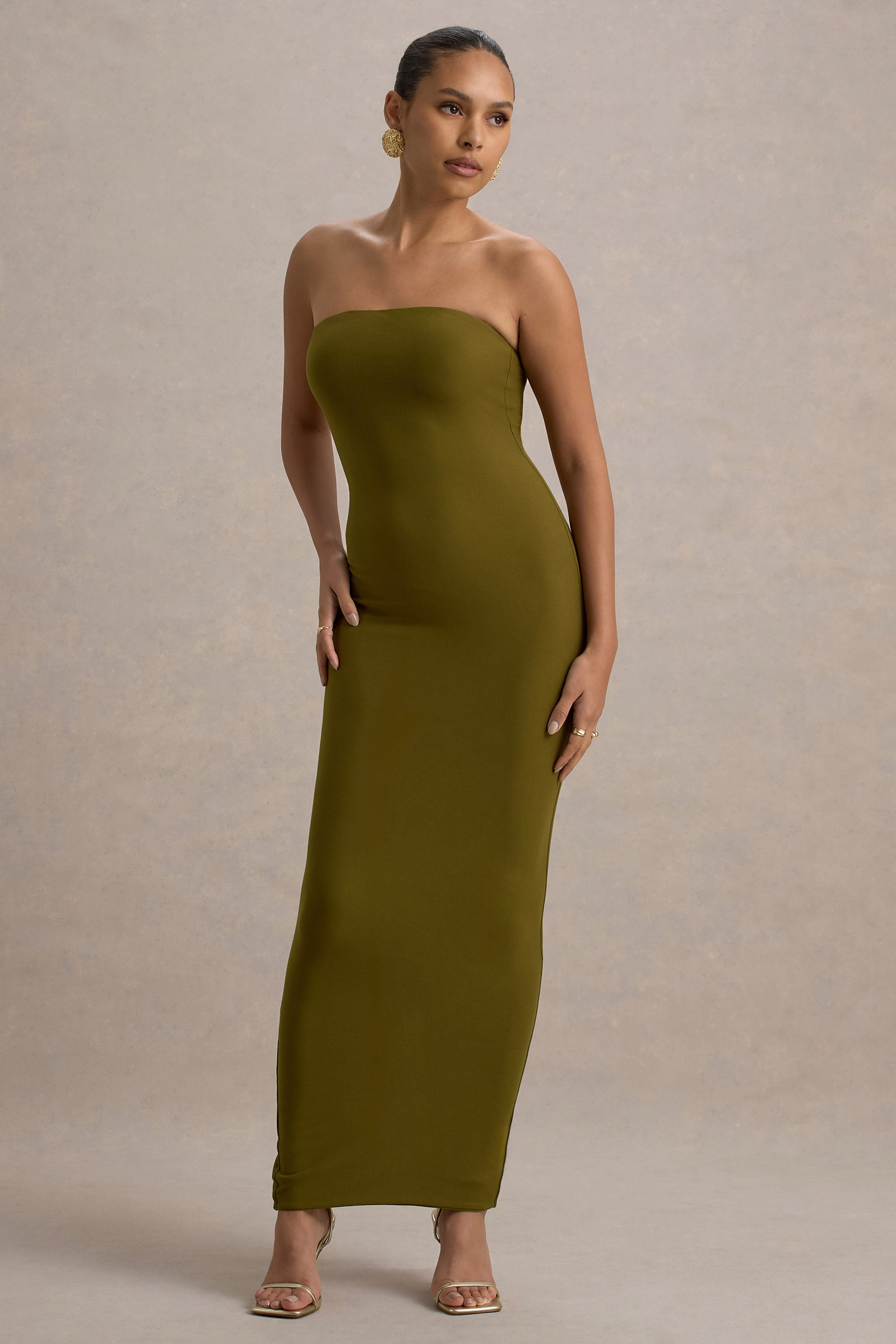 Angelie Green Bandeau Bodycon Maxi Dress