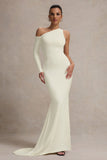 Contradiction Cream One-Sleeve Asymmetric Maxi Dress