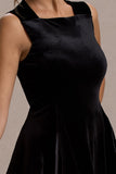 Baker Black Velvet Draped-Hem Mini Dress