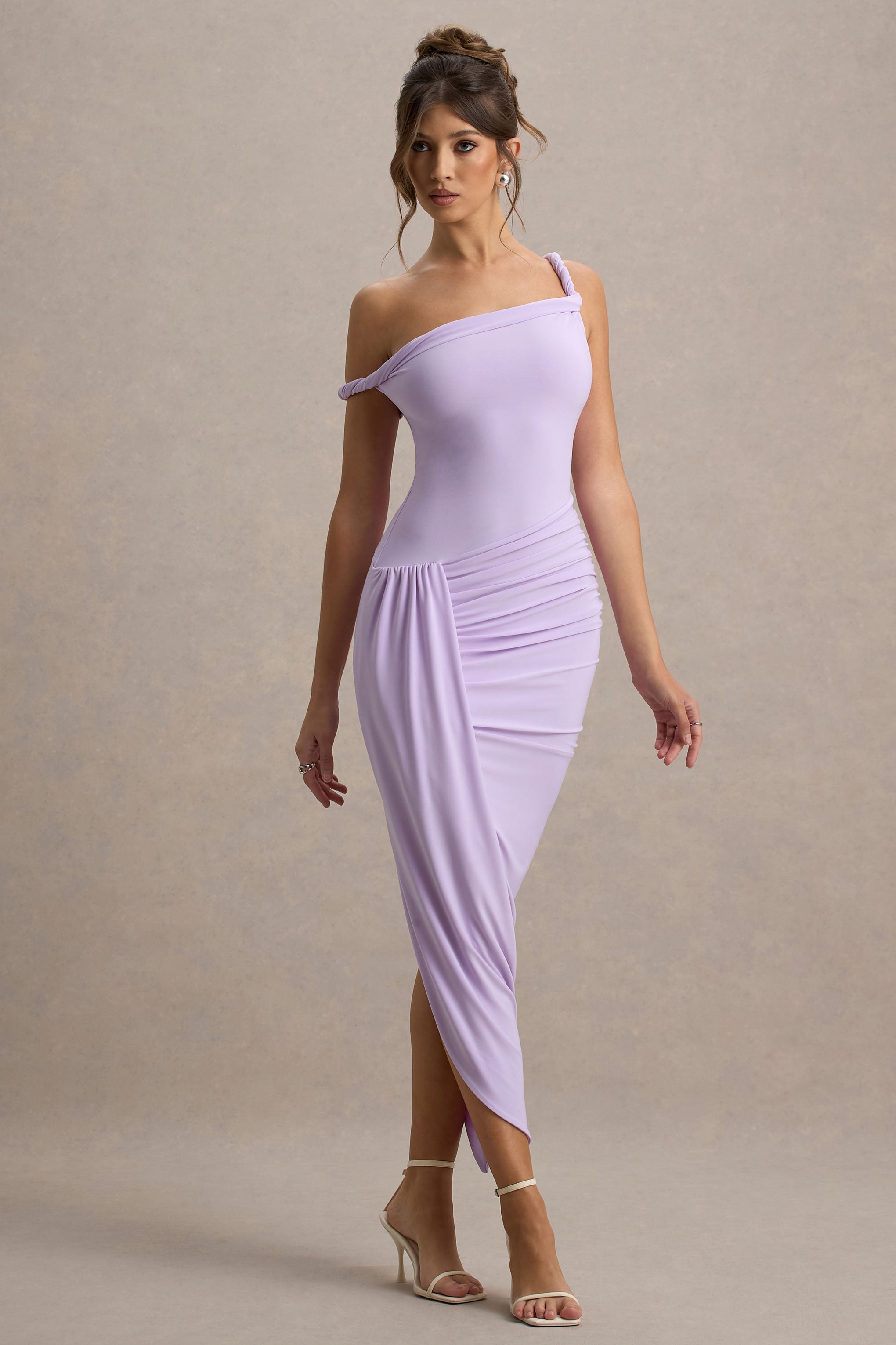 Angelique Lilac Twisted Asymmetric Maxi Dress