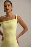 Salome Lemon Twisted Asymmetric Midi Dress
