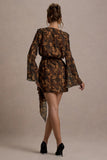 Alinta Leopard Print Long-Sleeve Wrap Mini Dress