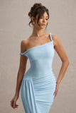 Angelique Powder Blue Twisted Asymmetric Maxi Dress
