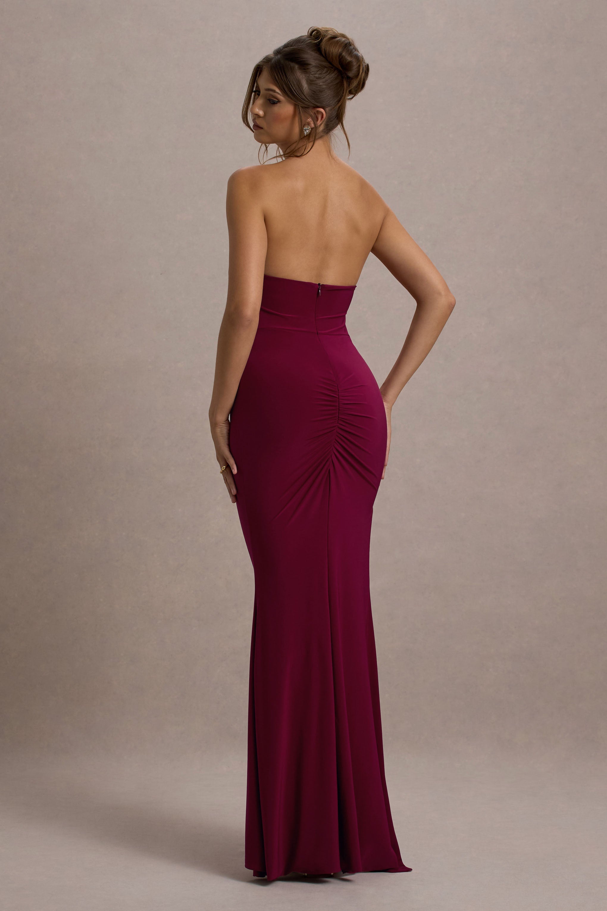 Nomad Berry Strapless Split Maxi Dress