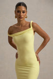 Salome Lemon Twisted Asymmetric Midi Dress
