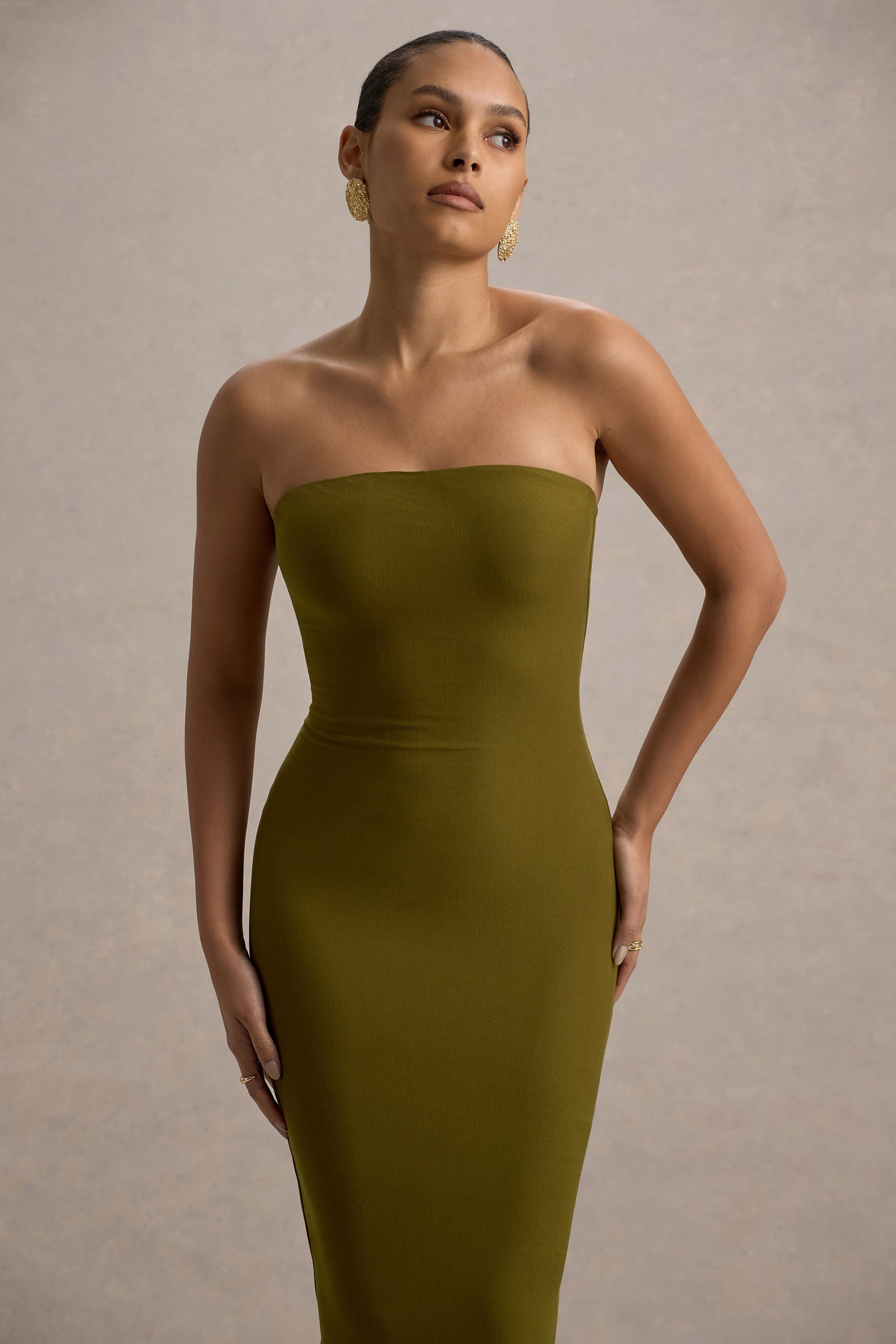 Angelie Green Bandeau Bodycon Maxi Dress