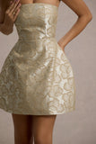 Kika Gold Metallic Jacquard Bandeau Mini Dress
