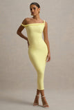 Salome Lemon Twisted Asymmetric Midi Dress