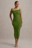 Salome Green Twisted Asymmetric Midi Dress