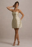 Kika Gold Metallic Jacquard Bandeau Mini Dress