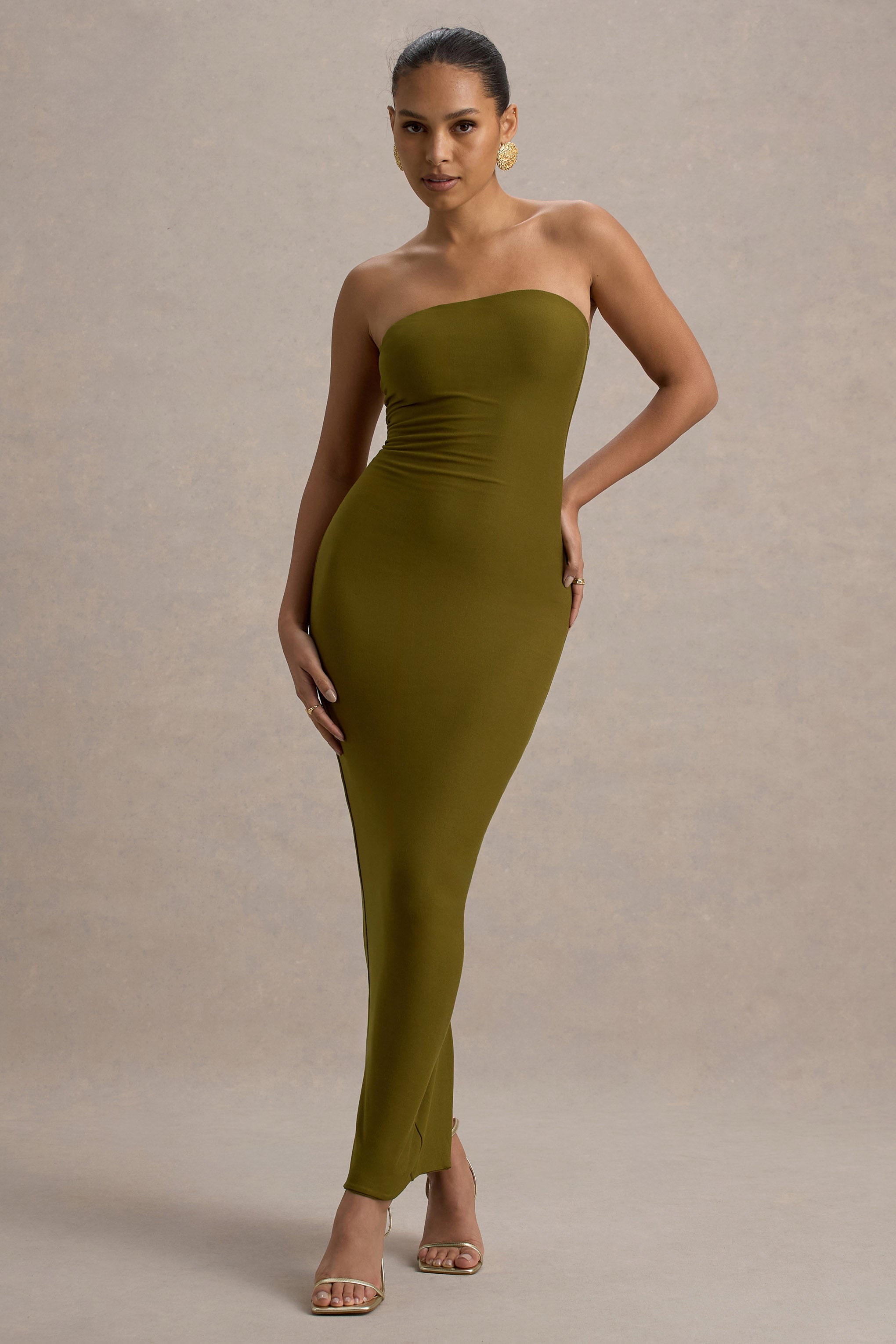 Angelie Green Bandeau Bodycon Maxi Dress