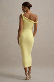 Salome Lemon Twisted Asymmetric Midi Dress