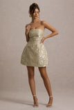 Kika Gold Metallic Jacquard Bandeau Mini Dress