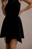 Baker Black Velvet Draped-Hem Mini Dress