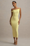 Salome Lemon Twisted Asymmetric Midi Dress