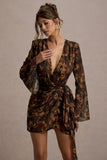 Alinta Leopard Print Long-Sleeve Wrap Mini Dress