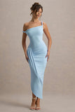 Angelique Powder Blue Twisted Asymmetric Maxi Dress