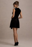 Baker Black Velvet Draped-Hem Mini Dress