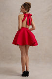 Waverly Red Racer-Neck Sleeveless Skater Mini Dress
