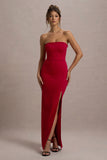 Belle of The Ball Red Bandeau Maxi Dress With Split Hem