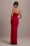 Belle of The Ball Red Bandeau Maxi Dress With Split Hem