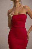 Belle of The Ball Red Bandeau Maxi Dress With Split Hem
