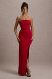 Belle of The Ball Red Bandeau Maxi Dress With Split Hem