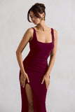Kate Berry Square Neck Maxi Dress with Plunge Back and Side Thigh Split