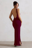 Kate Berry Square Neck Maxi Dress with Plunge Back and Side Thigh Split
