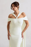 Galia White Strappy Midi Dress With Drape