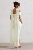 Galia White Strappy Midi Dress With Drape
