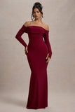Amaia Berry Bardot Long-Sleeve Maxi Dress